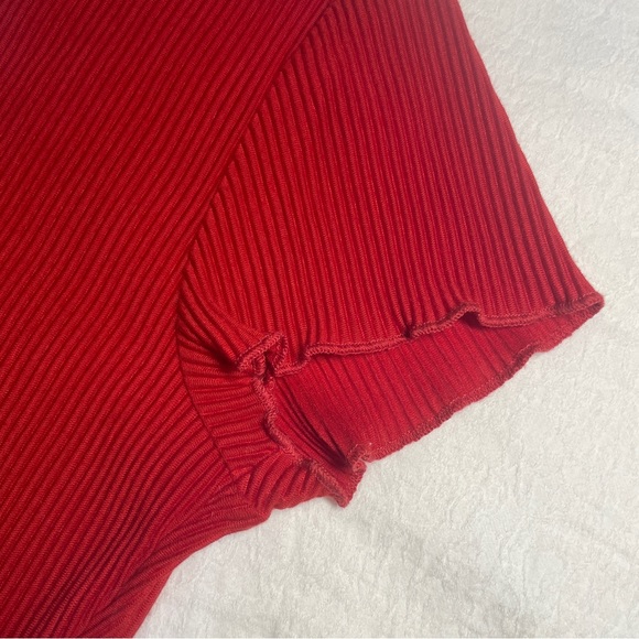 H&M Red Ribbed Cropped Top - Medium - Picture 3 of 6